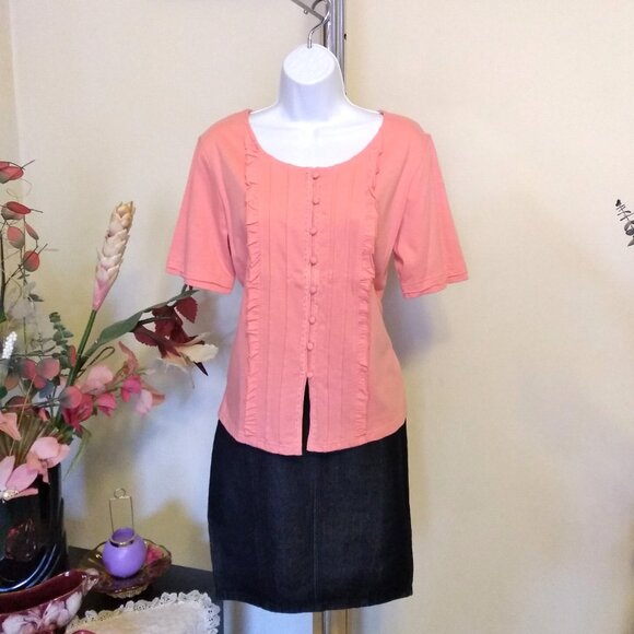 NWT Womens Summer Tunic Tops Short Sleeve Scoop Neck Casual Loose Blouse M 8 10 - Picture 7 of 9